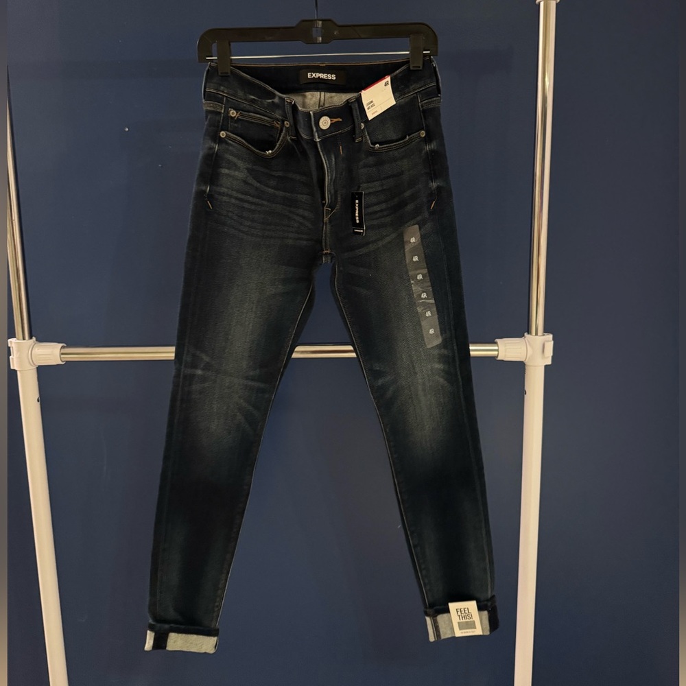 Express Indigo/Faded Skinny Jeans